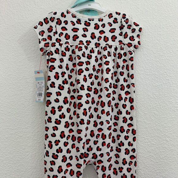 NWT Girls 18M Baby Cat & Jack Two Piece Cat Print Outfit Bib Set Big Cat Cheetah - Picture 5 of 11